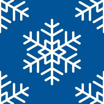 Winter seamless pattern with white snowflakes on blue background. Vector Illustrazione stock
