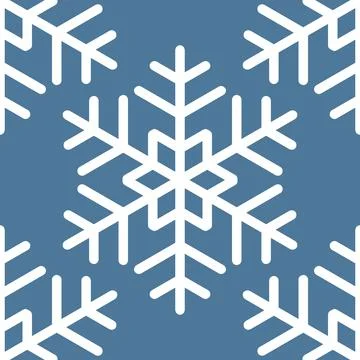 Winter seamless pattern with white snowflakes on blue background. Vector 库存插图