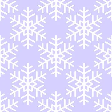 Winter seamless pattern with white snowflakes on blue background. Vector 库存插图