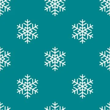 Winter seamless pattern with white snowflakes on blue background. Vector Stock Illustration