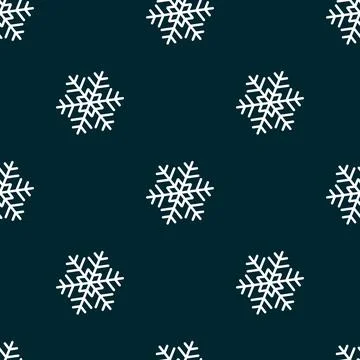 Winter seamless pattern with white snowflakes on blue background. Vector Stockillustratie