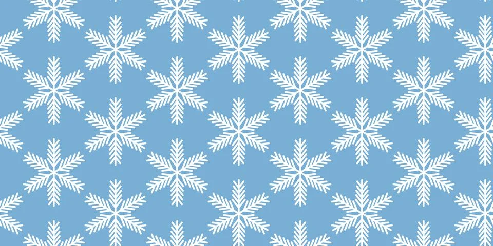 Winter seamless pattern with white snowflakes on blue background. Vector Stock Illustration