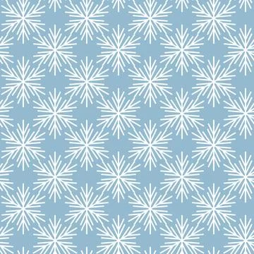 Winter seamless pattern with white snowflakes on blue background. Vector Stock Illustration