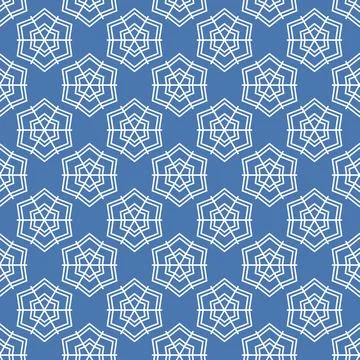 Winter seamless pattern with white snowflakes on blue background. Vector 库存插图