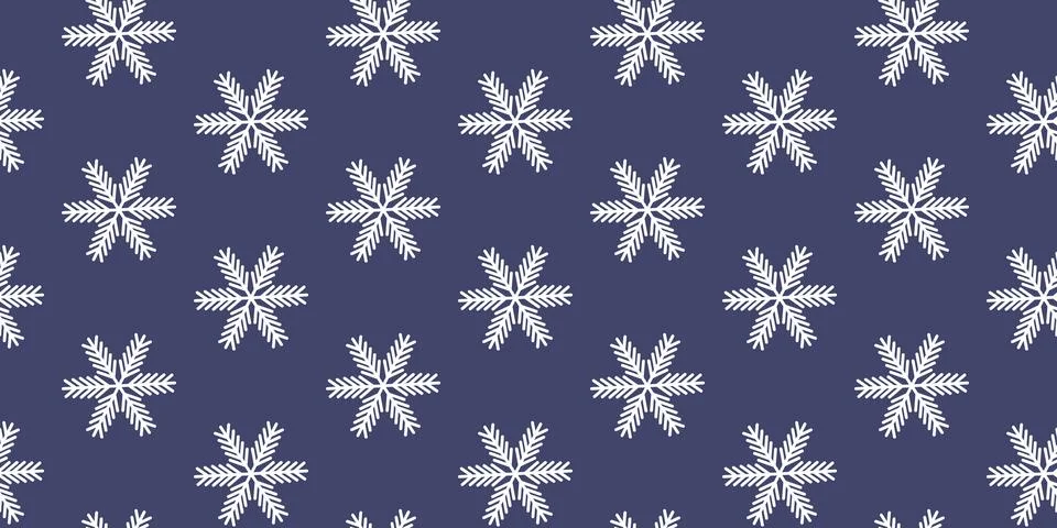 Winter seamless pattern with white snowflakes on blue background. Vector 스톡 일러스트