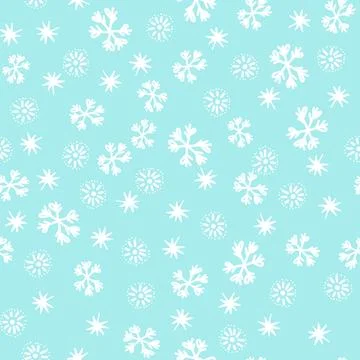 Winter seamless pattern with white snowflakes on color background. Vector 스톡 일러스트