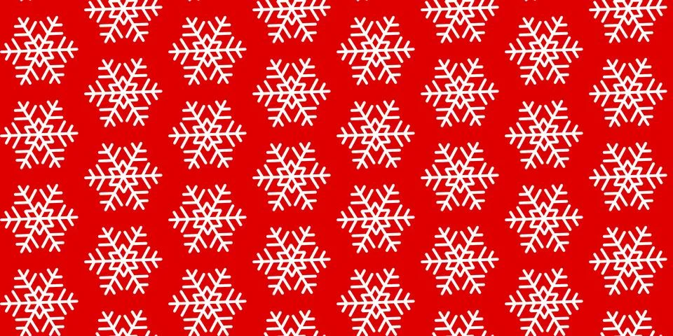 Winter seamless pattern with white snowflakes on red background. Vector Stock Illustration