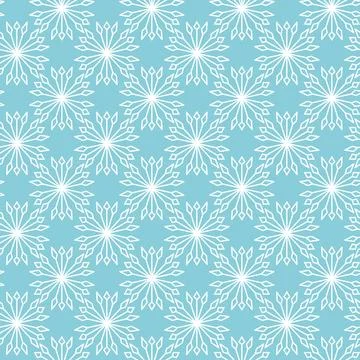 Winter seamless pattern with white snowflakes on blue background. Vector Stock Illustration