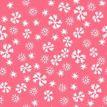 Winter seamless pattern with white snowflakes on color background. Vector Stock Illustration