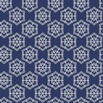 Winter seamless pattern with white snowflakes on blue background. Vector 스톡 일러스트