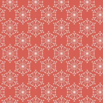 Winter seamless pattern with white snowflakes on pink background. Vector 库存插图