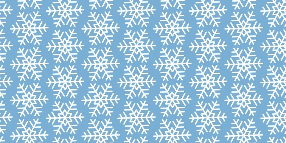 Winter seamless pattern with white snowflakes on blue background. Vector Stock Illustration