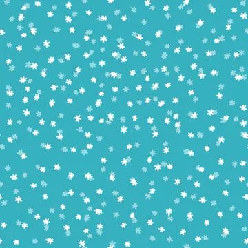 Winter seamless pattern with white snowflakes on blue background. Vector Stock Illustration