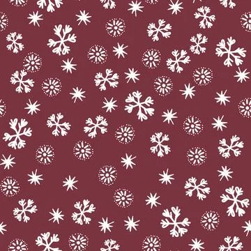 Winter seamless pattern with white snowflakes on color background. Vector Stockillustratie