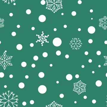 Winter seamless pattern with white snowflakes on color background. Vector Stock Illustration