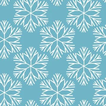 Winter seamless pattern with white snowflakes on color background. Vector Stock Illustration