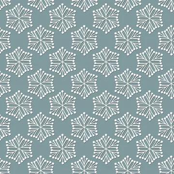 Winter seamless pattern with white snowflakes on color background. Vector Stock Illustration