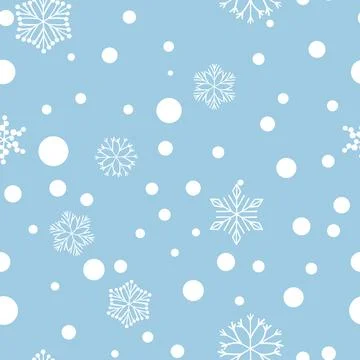 Winter seamless pattern with white snowflakes on color background. Vector Stock Illustration