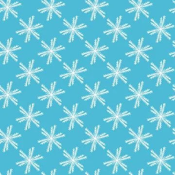 Winter seamless pattern with white snowflakes on blue background. Vector 库存插图
