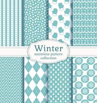 Winter seamless patterns. Vector set. Stockillustratie
