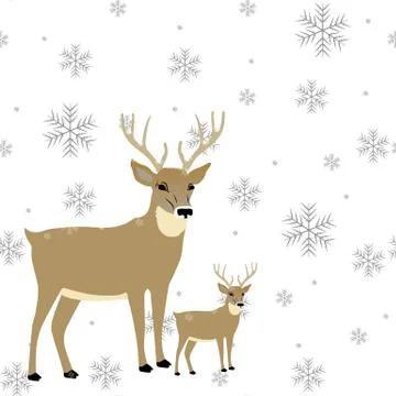 Winter Seamless Snowflake and two deer Pattern. Vector EPS 10. snowflakes sea Stock Illustration