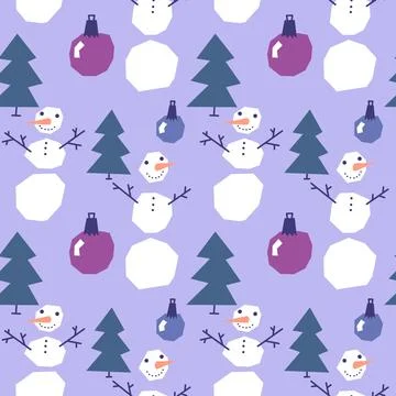 Winter seamless snowman pattern for fabrics and textiles and packaging Stock Illustration