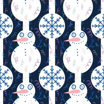 Winter seamless snowman pattern for fabrics and textiles and packaging Illustrazione stock