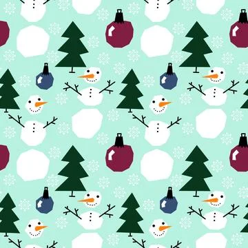 Winter seamless snowman pattern for fabrics and textiles and packaging Stock Illustration