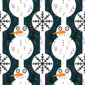 Winter seamless snowman pattern for fabrics and textiles and packaging Stock Illustration