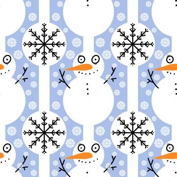 Winter seamless snowman pattern for fabrics and textiles and packaging Illustrazione stock