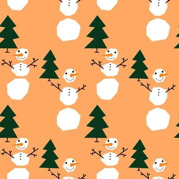 Winter seamless snowman pattern for fabrics and textiles and packaging Illustrazione stock