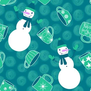Winter seamless snowman pattern for fabrics and textiles and packaging Stock Illustration