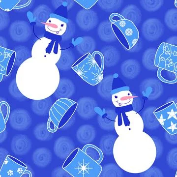Winter seamless snowman pattern for fabrics and textiles and packaging イラスト素材