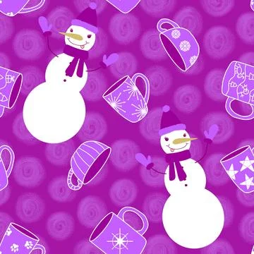 Winter seamless snowman pattern for fabrics and textiles and packaging Stock Illustration