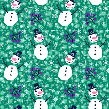 Winter seamless snowman pattern for fabrics and textiles and packaging Stock Illustration