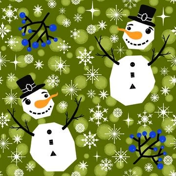 Winter seamless snowman pattern for fabrics and textiles and packaging Stock Illustration