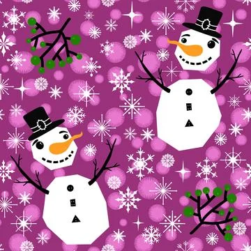 Winter seamless snowman pattern for fabrics and textiles and packaging Illustrazione stock