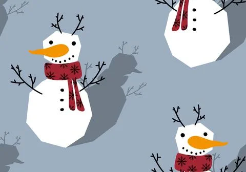 Winter seamless snowman pattern for fabrics and textiles and packaging Illustrazione stock