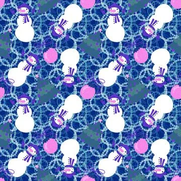 Winter seamless snowman pattern for fabrics and textiles and packaging Stock Illustration