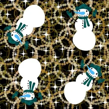 Winter seamless snowman pattern for fabrics and textiles and packaging Stock Illustration