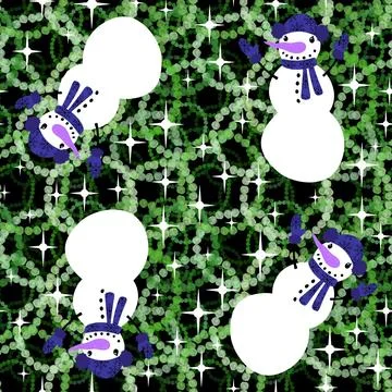 Winter seamless snowman pattern for fabrics and textiles and packaging Illustrazione stock