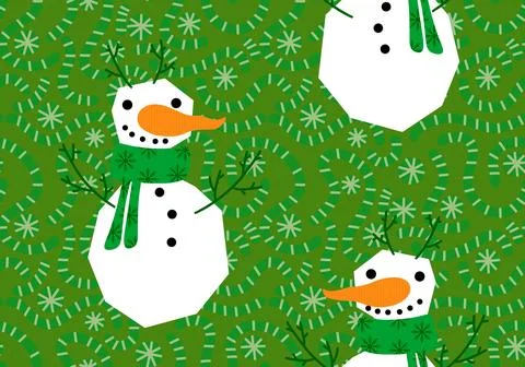 Winter seamless snowman pattern for fabrics and textiles and packaging Stock Illustration