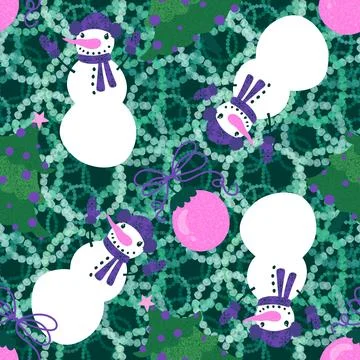 Winter seamless snowman pattern for fabrics and textiles and packaging 스톡 일러스트
