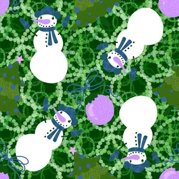 Winter seamless snowman pattern for fabrics and textiles and packaging Stock Illustration