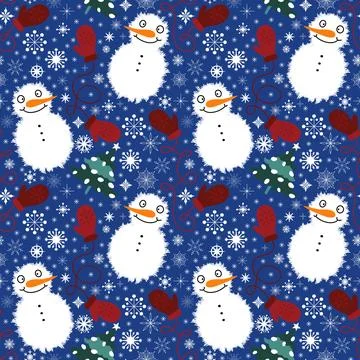 Winter seamless snowman pattern for fabrics and textiles and packaging Stock Illustration