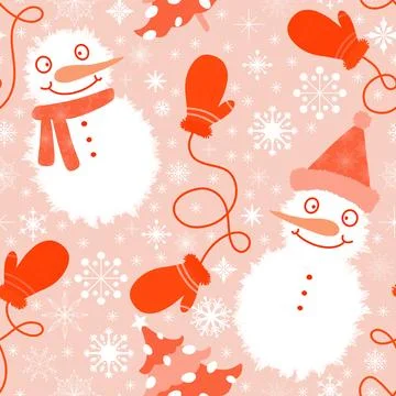 Winter seamless snowman pattern for fabrics and textiles and packaging イラスト素材