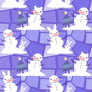 Winter seamless snowman pattern for fabrics and textiles and packaging Illustrazione stock