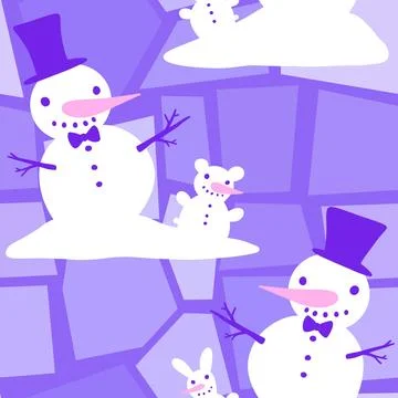 Winter seamless snowman pattern for fabrics and textiles and packaging Stock Illustration