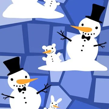 Winter seamless snowman pattern for fabrics and textiles and packaging Illustrazione stock