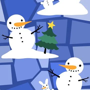Winter seamless snowman pattern for fabrics and textiles and packaging Stock Illustration